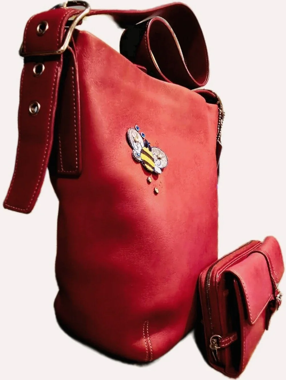 Coach 9186 Vintage Legacy Soho Red Leather Bucket Duffle Shoulder Bag W/Wallet
